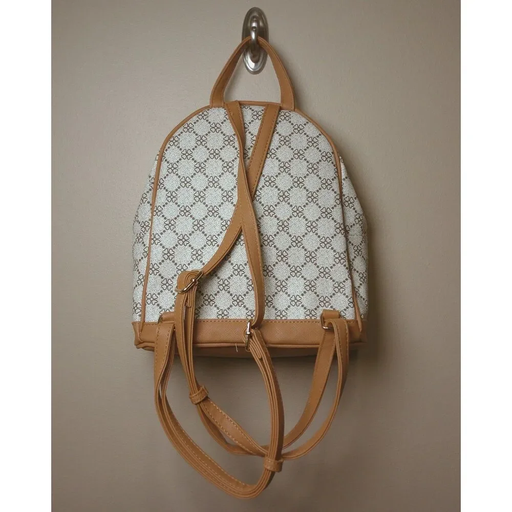 Amy Miller Backpack Wallet Set Cream Tan Floral Monogram Y2K 2 Piece Purse